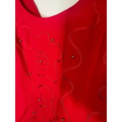 Donna Ricco Red Beaded Soutache Cocktail Dress 2P Red Vintage Sleeveless Lined