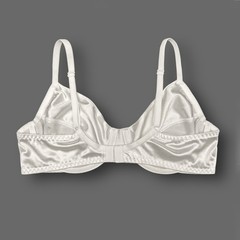 Retro Unlined Second Skin Satin Bra Ivory 38DD
