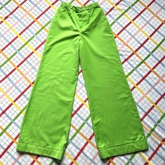 Vintage 1970s Ginger Tree Lime Green Wide Leg High Waisted Pants Womens Size XXS