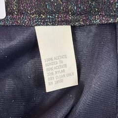 Vintage Rainbow Metallic Glitter Maxi Skirt Black Button Front High Waist 10 NEW