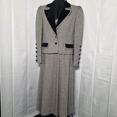 Louis Feraud Paris Vintage Women’s Wool Houndstooth Skirt Suit 42 EU Velour Trim