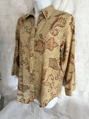 VTG 90s Ralph Lauren Women’s Button Down Shirt Medium Paisley Earth Tone Elegant
