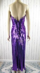 Vintage 80s Alyce Designs Purple Sequin Strapless Gown Prom Dress XS / S