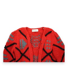VTG Ruth Matthews Design Open Front Crochet Cardigan ~ Size Small ~ Red