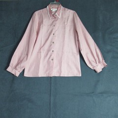 Vintage 80s Judy Bond Top Womens 10 Pink Academia Secretary Floral Button Blouse