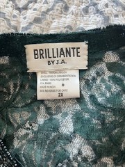 Vintage Brilliante by J.A. Emerald Green Beaded Lace Evening Jacket Sz 2X Formal