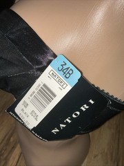 VTG Natori Shiny Black Unlined 31436 UW Strapless Bra Sz 34B Store Tag Attached