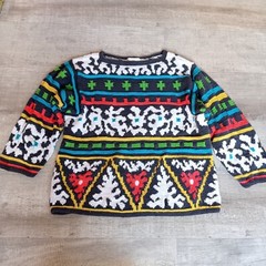 VTG Anne Klein Chunky Knit Sweater 90s Women’s Colourful Size L