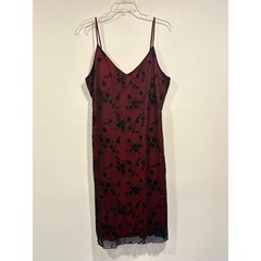 Chesley Red/Black Floral Slip Dress Women’s XL Vintage Y2K Evening Cocktail