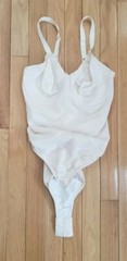 Vanity Fair VTG teddy shape wear Coquette bodysuit shimmer 36 D Ivory Ethereal