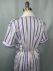 Vintage Dress SIZE XS 4 PETITE blue white classic stripe SCHRADER SPORT 70s 80s