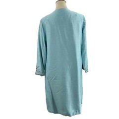 Vintage Blue Embroidered Cuff Long Sleeve Open Front Dressy Jacket