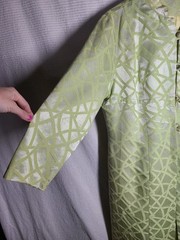 Vtg 60s Silk Spring Coat Lime Green Chartreuse Mid Length Knot Buttons M L