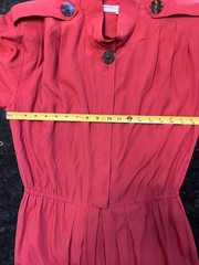 VTG 1980s Liz Claiborne Rayon Dress 12 Terracotta Coral Mock Neck Retro A-Line M