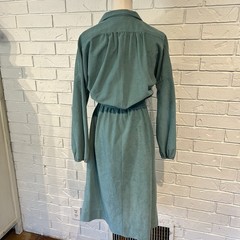 Vintage 60s Alfred Werber Green Belted Shirt Dress S/M