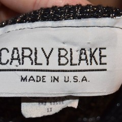 Vintage 80s Carly Blake Metallic Sweater Silver and Black Size 1X-2X