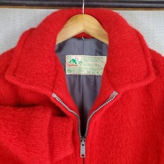 SPELANA IRELAND Rare VTG Longhair Spelsau Wool Jacket Coat Womens Size Large Red