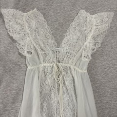 Vintage Miss Elaine Sheer Nylon Lace Peignor Robe Small 70’s 80’s