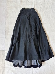 1880s Victorian Antique Black Mourning Gabardine Long Skirt Womens XXXS 20in