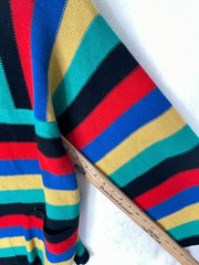 Vintage 70s Woolco Acrylic Sweater Hoodie Sz Med Multicolor Striped Hippie Boho