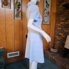 Vintage 60s Mod Pixelated Space Knit Huge Dagger Collar Shift Party Dress M/L/XL