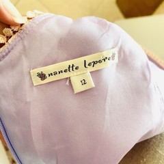 Nanette Lepore Blush Pink Lace Dress Lavender Lining Fit & Flare Size M
