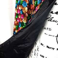 Vtg Beaded Sequin Silk Statement Jacket Medium Black Colorful Dopamine Festival
