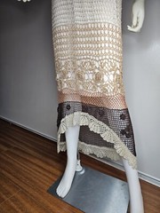 Vtg Y2k Kroshetta By Papillon Crochet Knit Midi Dress Women’s L Cream Beaded