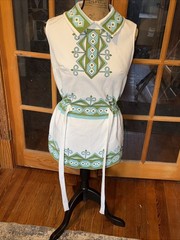 Vintage Encore Fashion 1950s 1960s Mod Tunic Top Side Slits Tie Back Mini Dress