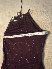 VTG Masquerade Plum Purple Gown Sequin Embroidered Halter Dress Prom Formal 9/10
