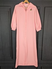 Vintage Avon Roses Roses Hostess Gown Caftan Maxi Dress Size Medium Pastel Pink