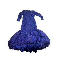 Judith Ann Creations Vintage Royal Blue Beaded Sequin Lace Mermaid Gown Dress
