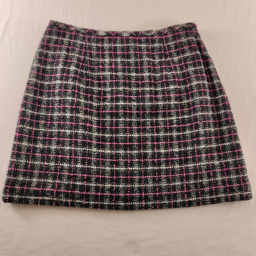 Ann Taylor Poly Wool Blend Skirt, Size 10 90s Pink Black White 28″ Waist