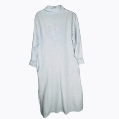 Vintage Oscar De La Renta Blue House Coat Robe Medium 1/2 Zip Cuff Long Sleeve