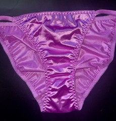 Vintage Style Glossy Classic Satin String Bikini Brief Panties Purple XL NEW