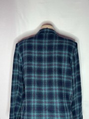 VINTAGE ALFRED DUNNER BLUE MULTI PLAID TWO BUTTON BLAZER MADE IN USA SZ 12