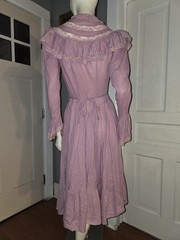 Vintage Foxy Lady 1970s Lilac Lavender Button Down Prairie Dress Cotton Xs/S