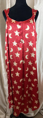 Barbizon Red Satin Sleeveles Nightgown W/Button Details & Moons Stars Large