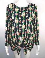 Vintage Carole Little for Saint-Tropez-16W-Resort Wear- Floral Top-Tie***Rare**