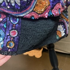 Vintage Judith Ann Creations Small Sequin Beaded Silk Geometric Black 80’s-90’s