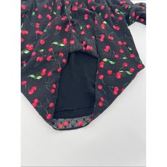 Joie Black Chiffon Cherry-Print Long-Sleeve Blouse rockabilly nostalgic sheer