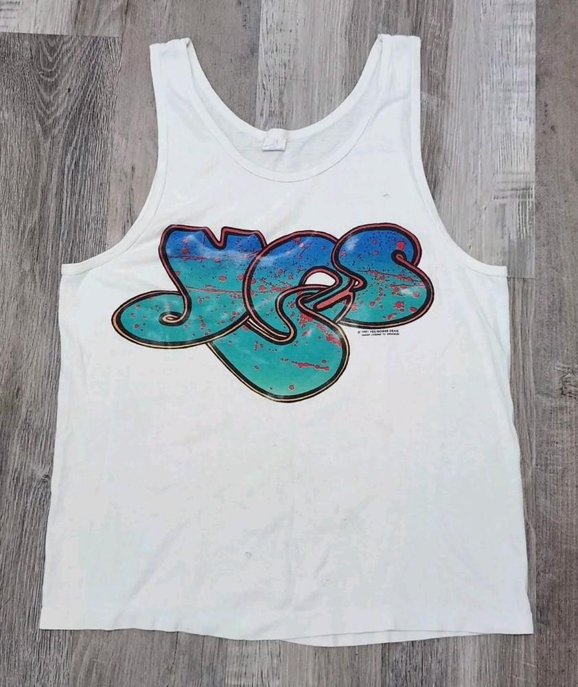 Vintage Yes Tank Top Shirt Union Tour 1991 Roger Dean Graffiti Art