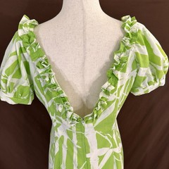 Handmade Polynesian-Style Dress Tiki Aloha Hawaiian M/L Green Bamboo