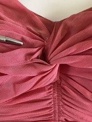 1930s 40s Rayon Crepe Dress Ruched Knot Bodice Floral Bias Skirt Talon Zip AS-IS