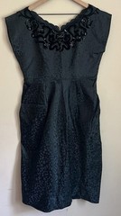 Dress Brocade Vintage 60s Cocktail Black Velvet Beaded Womens Size 10 12