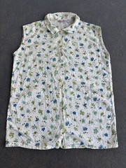 VTG 1950s Gordon Peters Sleeveless Floral Button -up.housewife Style.small