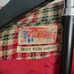 1960s Grace Ellen Harvey Women’s Tailored Red Green Plaid Skirt Suit Set Blazer