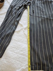 Vtg Saint Germain Paris Gray Striped Windowpane Check Tunic Pant Set S