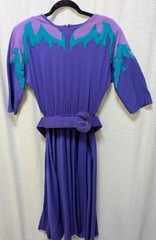 Vintage 1980’s Peter Popovitch Dress XS–S Plum Teal Appliqué Belted Power Look.