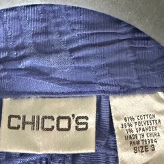 Vintage Chico’s Button Down Jacket Purple Floral Embroidered Cotton Blend 3 XL